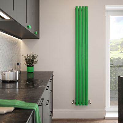 Vibrance 4 panel tall radiator in citrus green