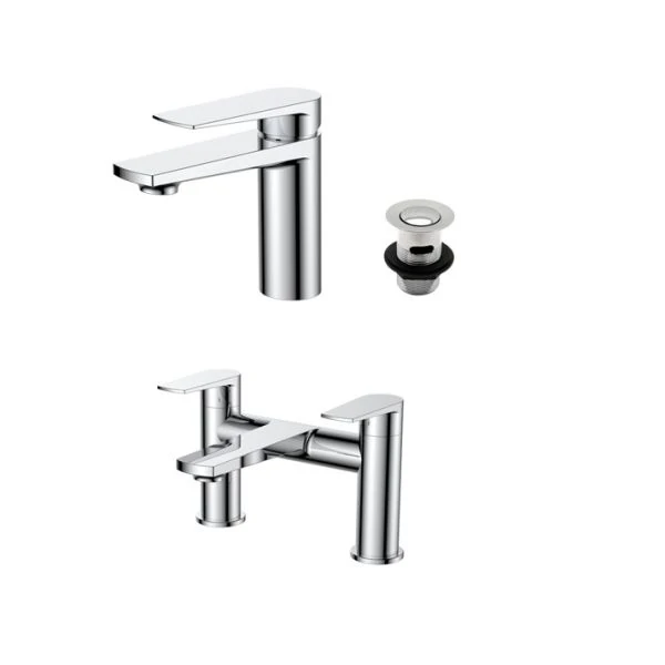 Zircon Basin Mono & Bath Filler Set with basin waste in chrome