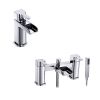 The Tap Factory Square Waterfall Basin Tap and Bath Filler Set with Shower Attachment