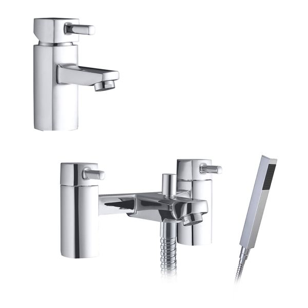 The Tap Factory Soft Square Basin Tap and Bath Filler Set