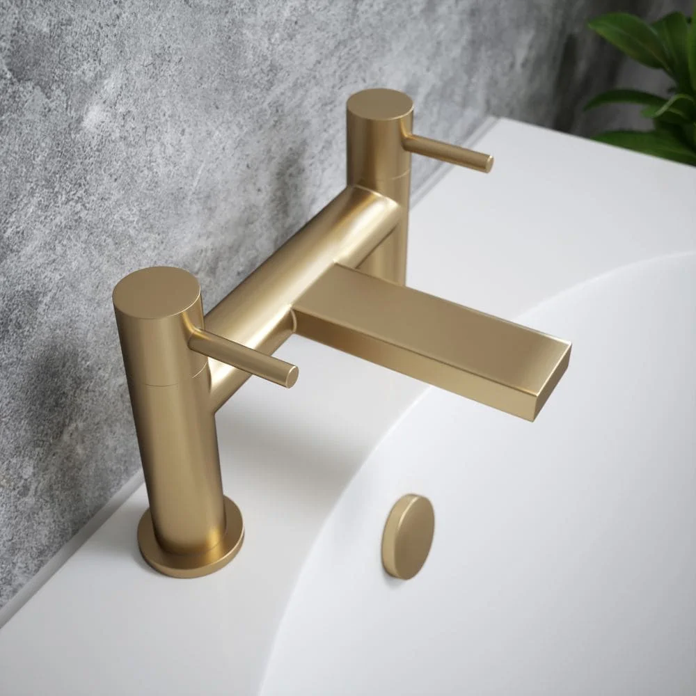 Brushed Brass Basin Tap, Bath Filler and Thermostatic Shower Set - Image 5