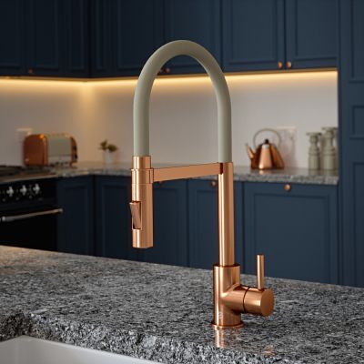 The Tap Factory Tube Spray Tap in Copper with Bone Ivory Tube