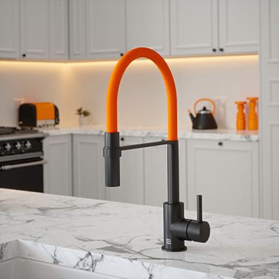 The Tap Factory Tube Tap Without Spray Function in Black with Orange Zest Tube