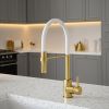 The Tap Factory Tube Tap Without Spray Function in Brushed Brass with Ghost White Tube