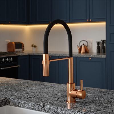 The Tap Factory Tube Tap Without Spray Function in Copper with Black Velvet Tube