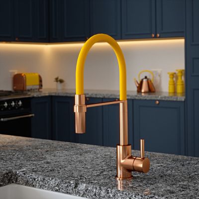 The Tap Factory Tube Tap Without Spray Function in Copper with Mustard Pot Tube