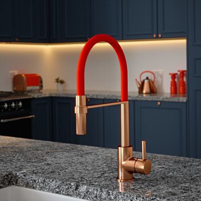 The Tap Factory Tube Tap Without Spray Function in Copper with Sunset Red Tube