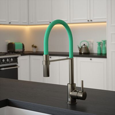 The Tap Factory Tube Tap Without Spray Function in Gun Metal with Aqua Sea Tube