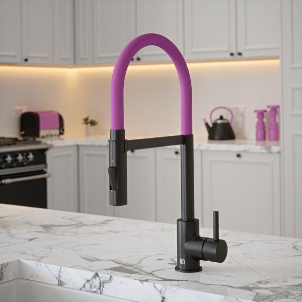 The Tap Factory Tube Black Tap with Spray Function in Mulberry Wine