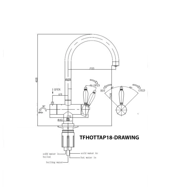 The Tap Factory Shaker Twist 4 in 1 tap Line Drawing