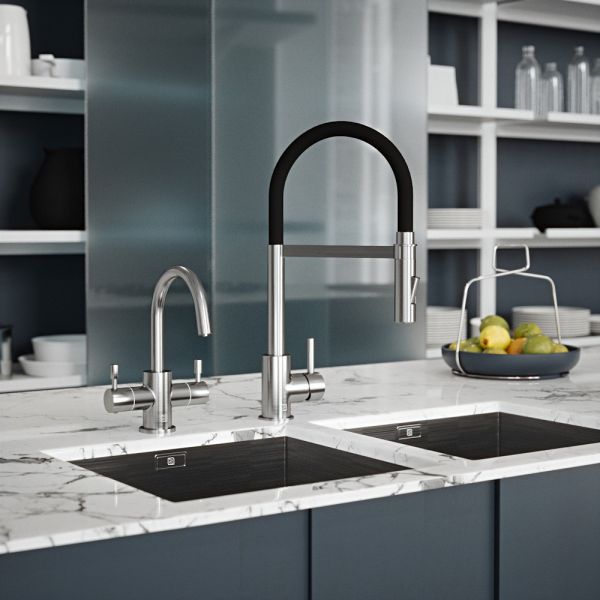 The Tap Factory Duet Mixology Brushed Nickel and Black Velvet Set