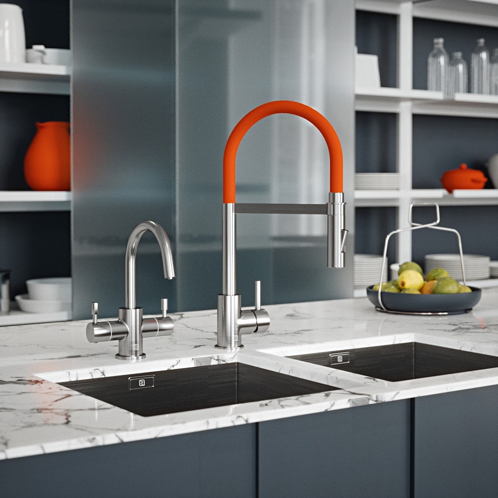 The Tap Factory Duet Mixology Brushed Nickel and Orange Zest Set