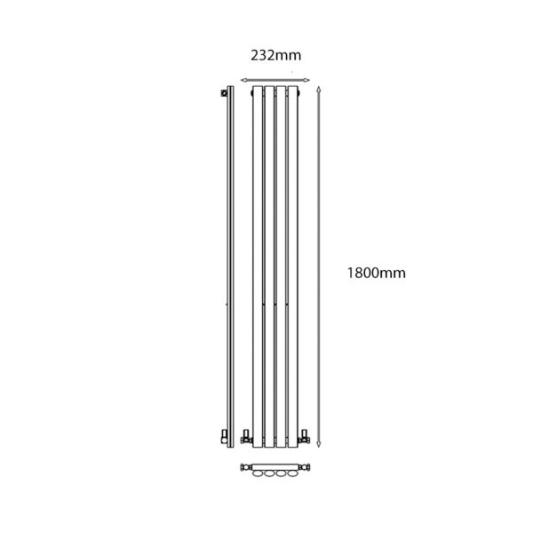 The Tap Factory Vibrance 4 Panel Radiator Line Drawing