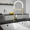 Shaker Tube Twist in Brushed Brass and Ghost White