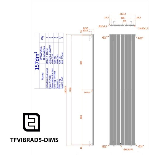 Vibrance Radiator 5 Line Drawings from The Tap Factory