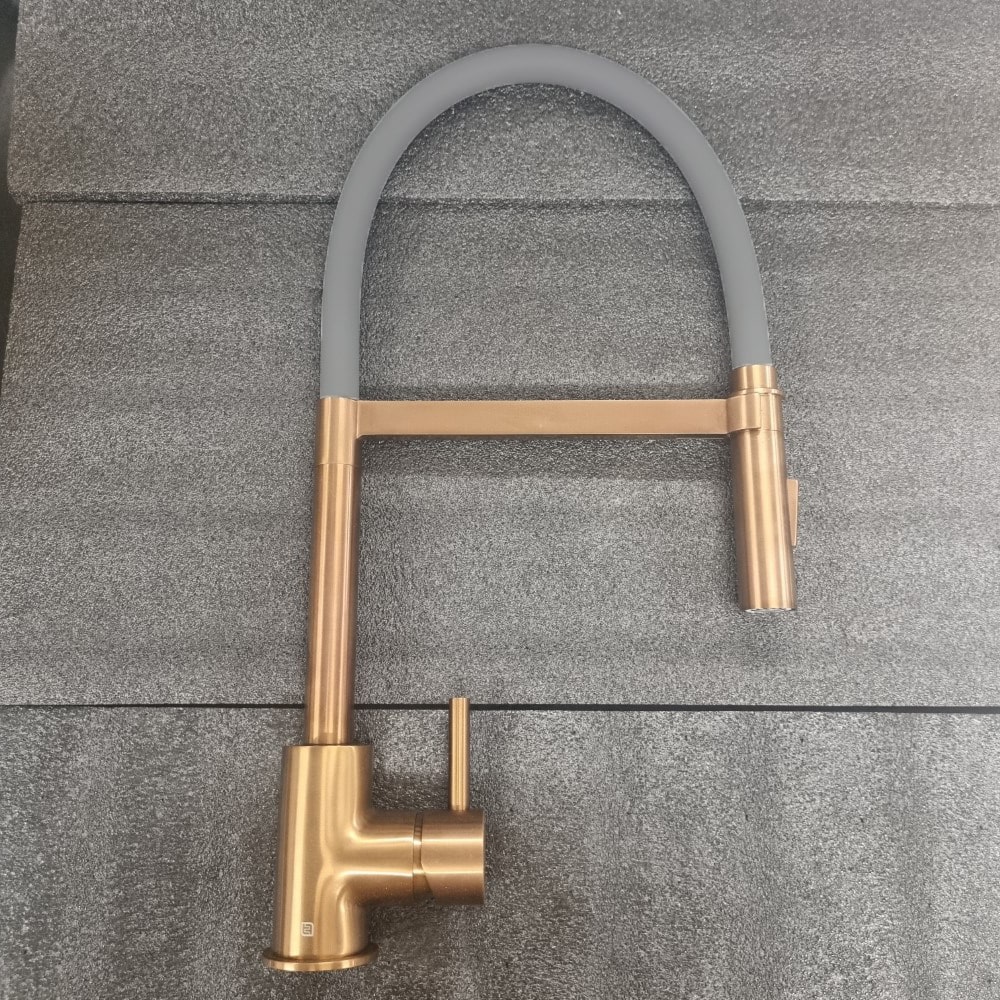 Vibrance Tube Spray Kitchen Tap in Brushed Copper and Blade Grey finish