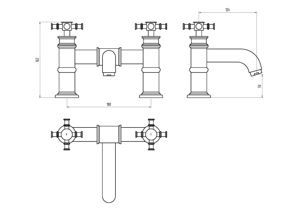 Georgian Basin Mixer and Bath Mixer Set - Image 3