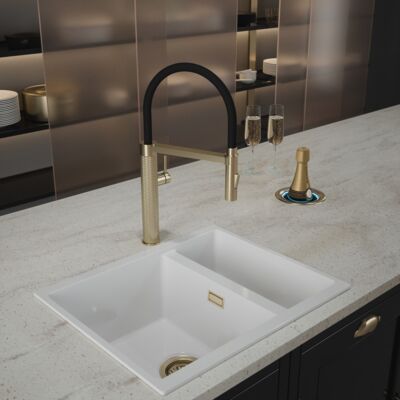 Quilt Diamond Carved Tube Spray Tap in Brushed Brass - CL208 - See Description