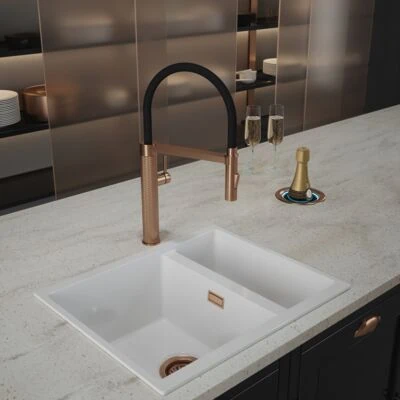 Quilt Diamond Carved Tube Spray Tap in Brushed Copper - CL203 - See Description