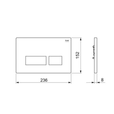 Alternative view of RAK Ceramics Rectangular Flush Plate – Brushed Chrome