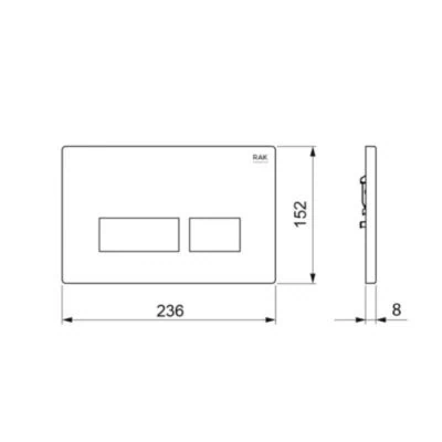 Alternative view of RAK Ceramics Rectangular Flush Plate – Brushed Chrome