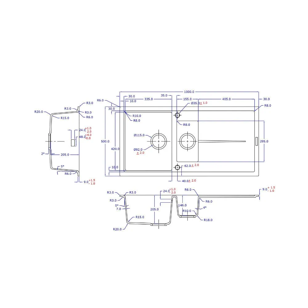DeSanti Cesano Granite Inset 1.5 Bowl & Drainer – Black - Image 2