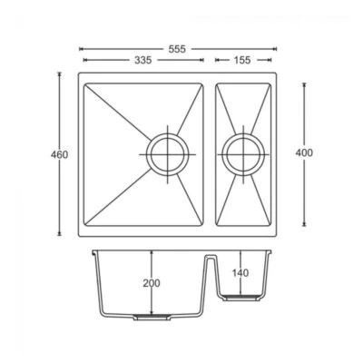 Alternative view of DeSanti Velino Granite Sink Undermount / Inset – Black