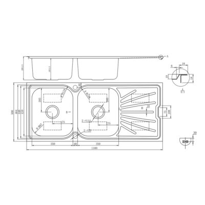 Alternative view of Echo Double Stainless Steel Sink Complete with Waste Kit