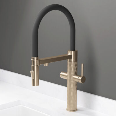 Quilt Diamond Carved 4 in 1 LED Instant Hot Tap Brushed Brass