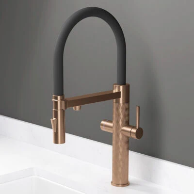 Quilt Diamond Carved 4 in 1 LED Instant Hot Tap Brushed Copper