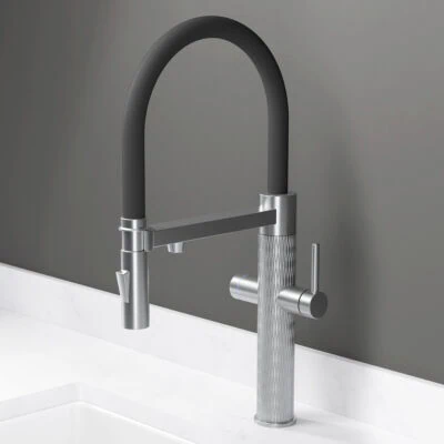 Quilt Diamond Carved 4 in 1 LED Instant Hot Tap Brushed Nickel