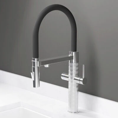 Quilt Diamond Carved 4 in 1 LED Instant Hot Tap Chrome