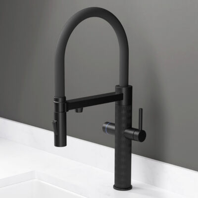 Quilt Diamond Carved 4 in 1 LED Instant Hot Tap Matt Black