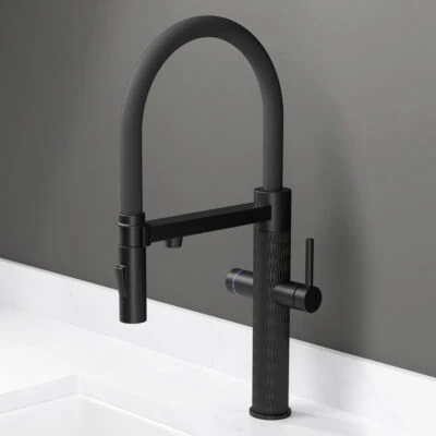 Quilt Diamond Carved 4 in 1 LED Instant Hot Tap Matt Black