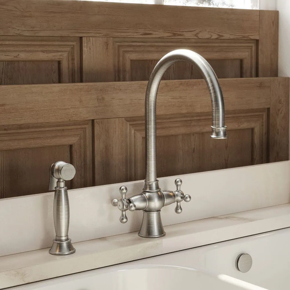 Traditional Cross Head Twin Kitchen Mixer