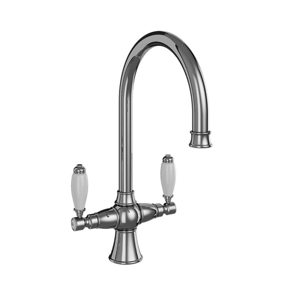 Chrome Traditional Ceramic Lever Twin Kitchen Mixer (CS)