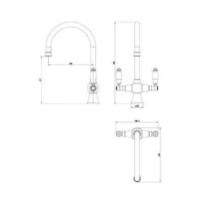 Alternative view of Traditional Twin Ceramic Lever Kitchen Mixer