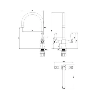 Alternative view of Traditional Twin Ceramic Lever Kitchen Mixer - Various Finish