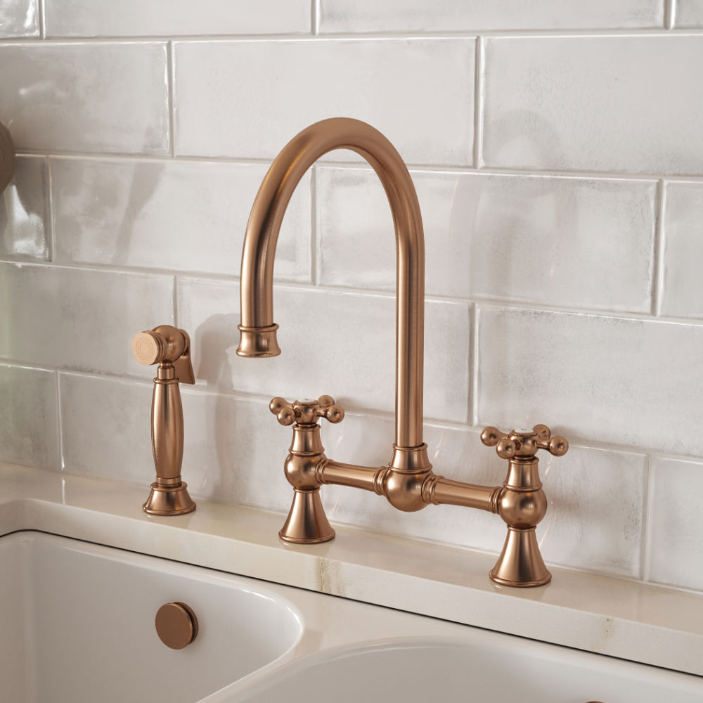Traditional Cross Head Bridge Kitchen Mixer