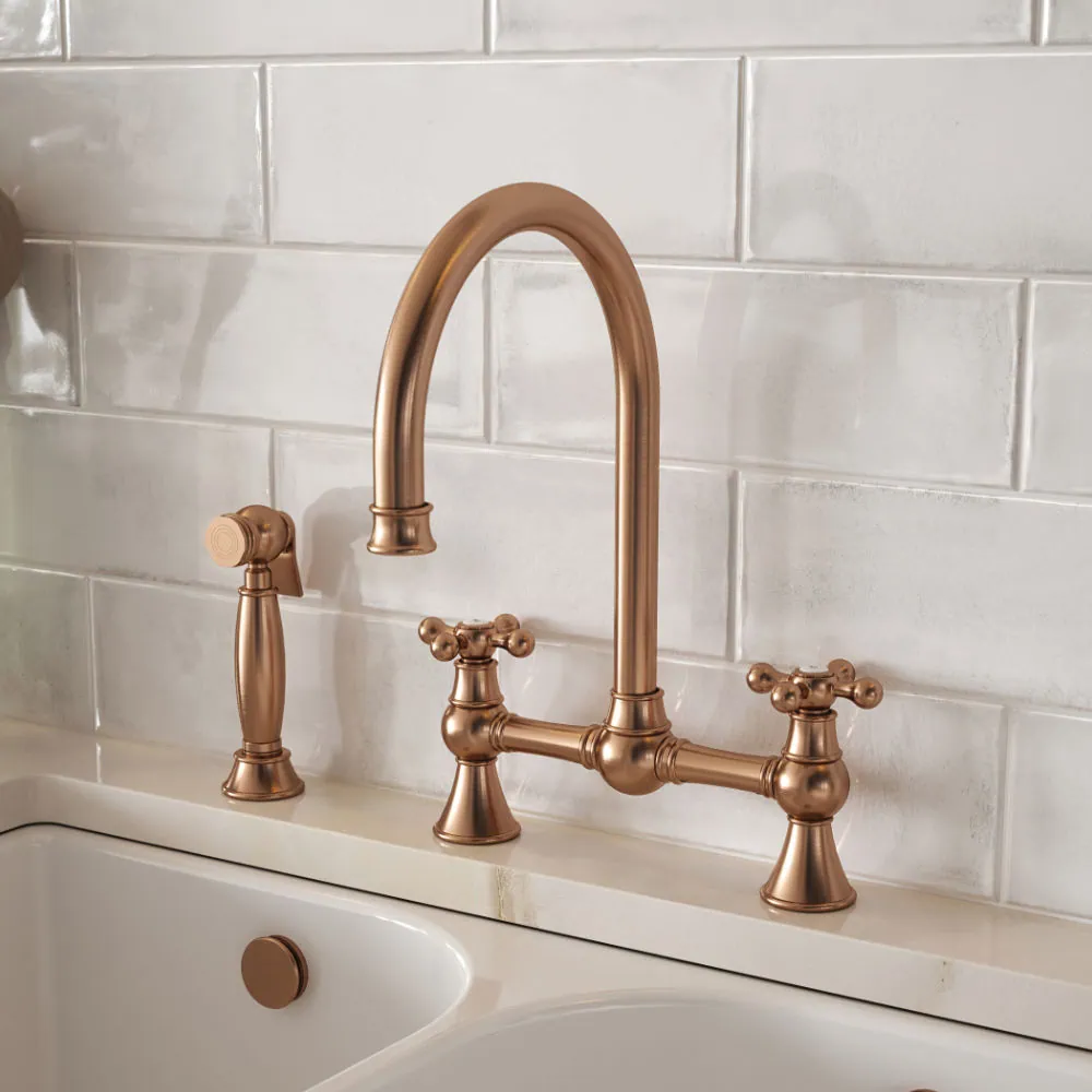 Traditional Cross Head Bridge Kitchen Mixer