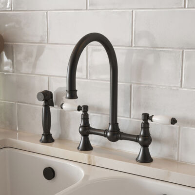 Traditional Ceramic Lever Bridge Kitchen Mixer