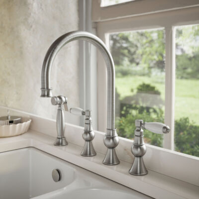 Traditional Ceramic Lever 3 Hole Kitchen Mixer