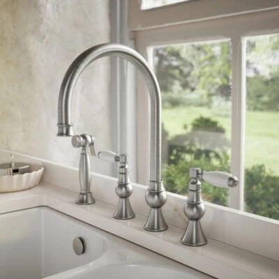 Traditional Ceramic Lever 3 Hole Kitchen Mixer