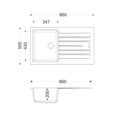 Alternative view of Turin Granite Compact Inset Single Bowl & Drainer
