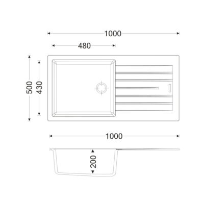 Alternative view of Turin Granite Inset Single Bowl & Drainer