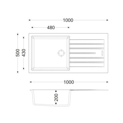 Alternative view of Turin Granite Inset Single Bowl & Drainer