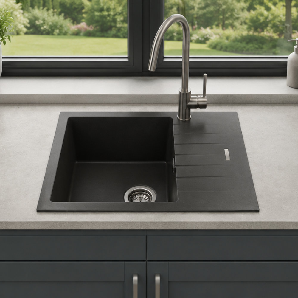 Turin Granite Compact Inset Single Bowl & Short Drainer