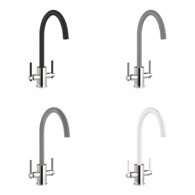 Twin Lever Kitchen Mixer Chrome with Coloured Spout