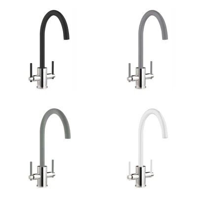 Twin Lever Kitchen Mixer Chrome with Coloured Spout