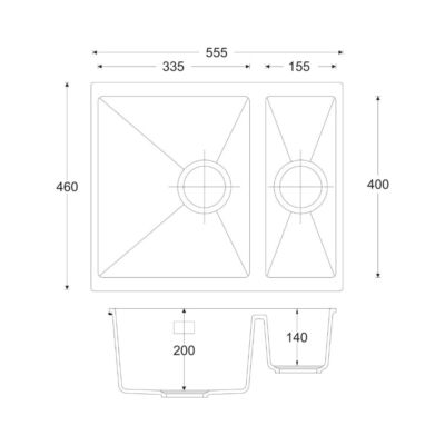 Alternative view of Undermount / Inset Granite Sink – Fossil Brown – Left Hand Main Bowl